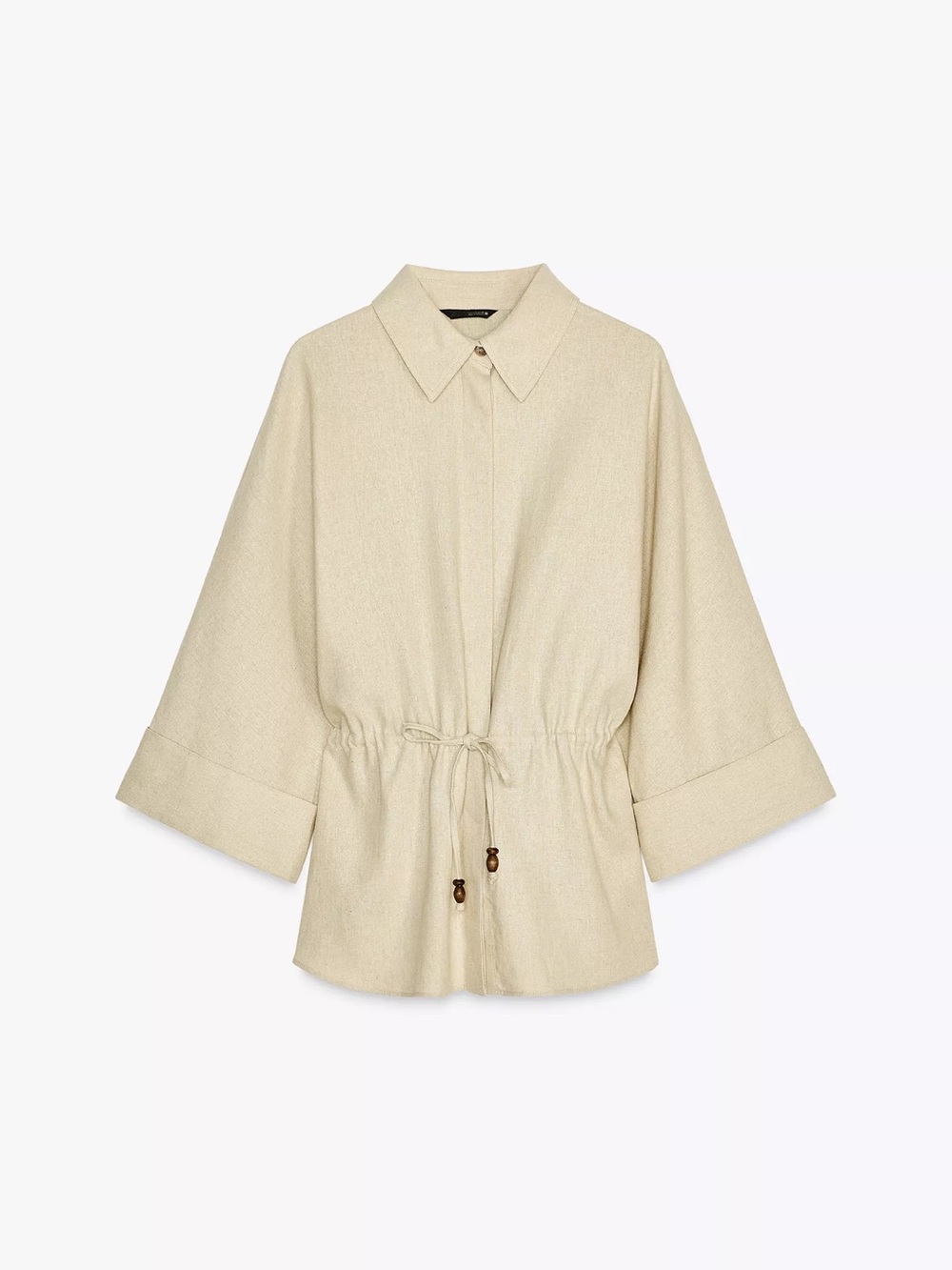 NWT Zara linen safari shirt in cream ecru size small